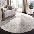 SAFAVIEH Madison Collection 4 Round Ivory / Silver MAD604B Glam Ogee Trellis Distressed Non-Shedding Dining Room Entryway Foyer