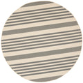 SAFAVIEH Courtyard Collection Area Rug - 6'7'' Round, Grey & Bone, Stripe Design, Non-Shedding & Easy Care, Indoor/Outdoor & Was