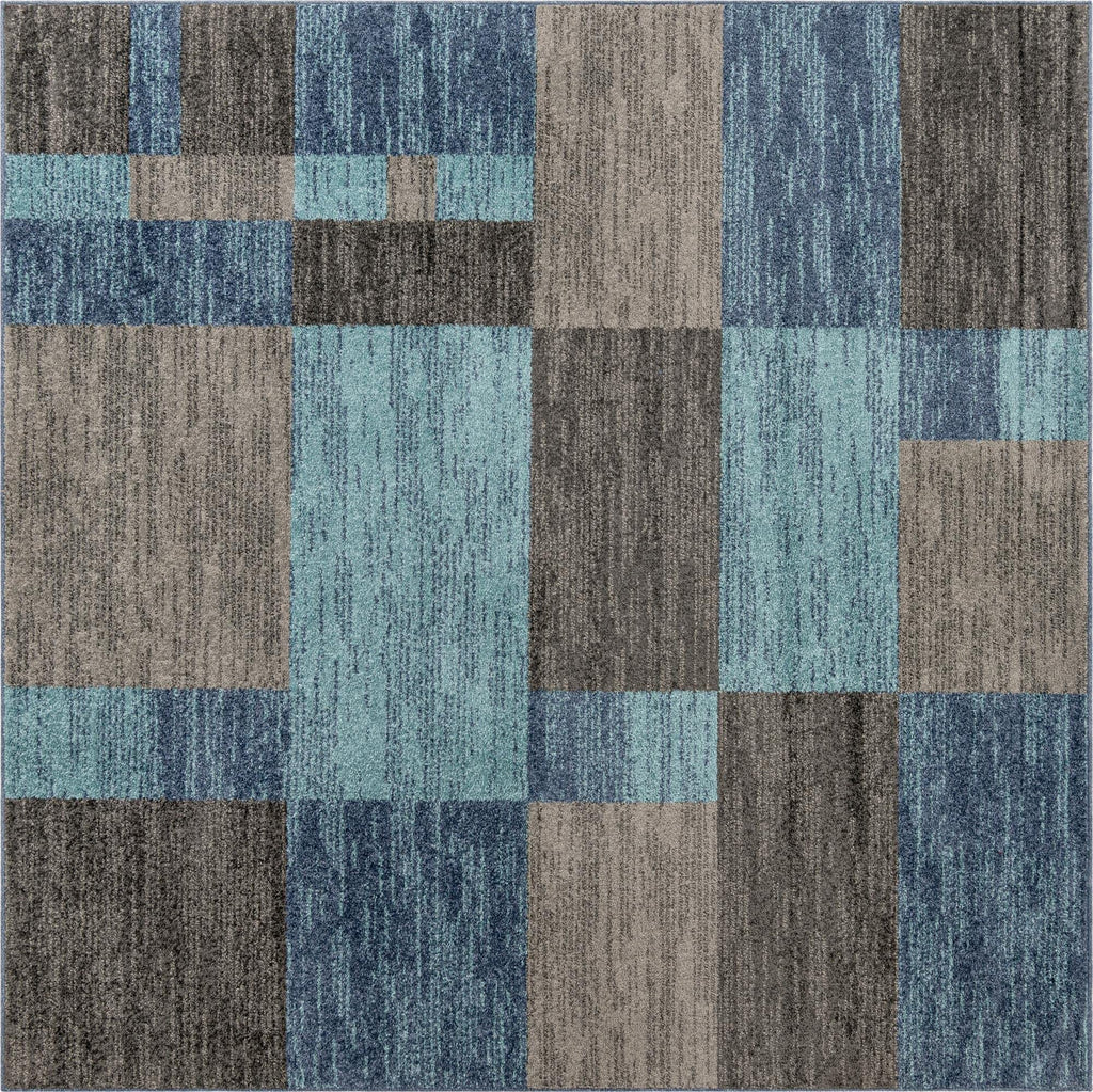 Unique Loom Autumn Collection Area Rug - Providence (7' 10'' Square, Blue Gray/ Light Brown)