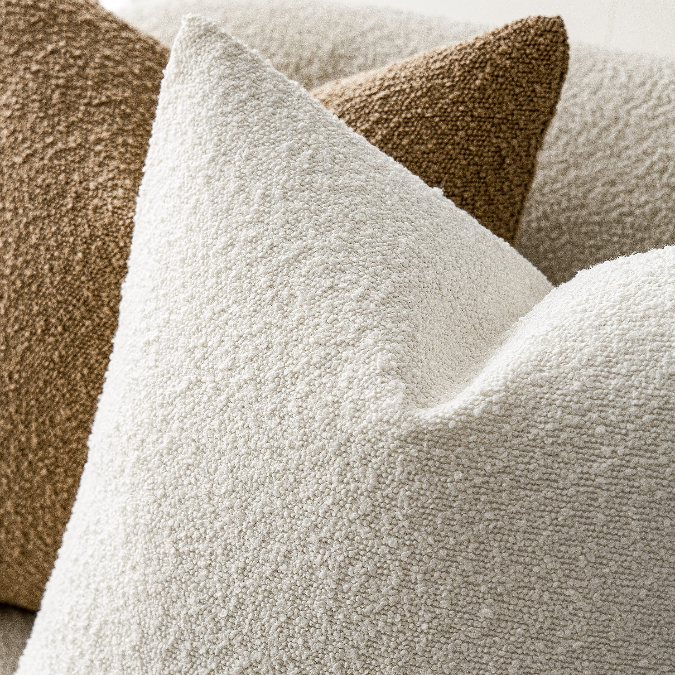 Foindtower Pack Of 2 Textured Boucle Throw Pillow Covers Accent Solid Lumbar Pillow Cases Cozy Soft Decorative Couch Cushion Cas