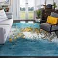 SAFAVIEH Glacier Collection 106 x 14 Blue/Gold GLA125M Modern Abstract Non-Shedding Living Room Bedroom Dining Home Office Are