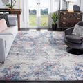 SAFAVIEH Brentwood Collection 5 Square Navy/Red BNT822N Modern Abstract Non-Shedding Living Room Bedroom Area Rug
