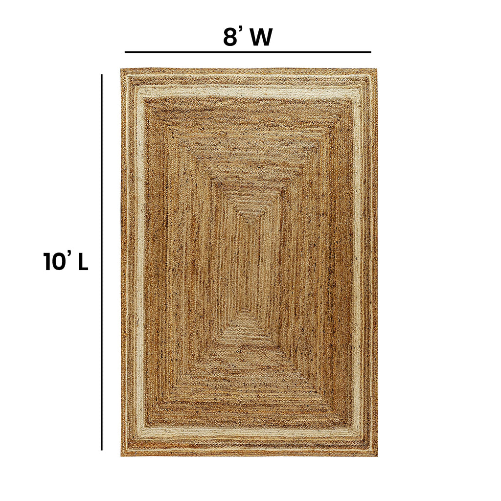 Flash Furniture Prima Natural Fiber Jute Area Rug 8' X 10' - Braided Indoor Jute Rug - Natural Area Rugs