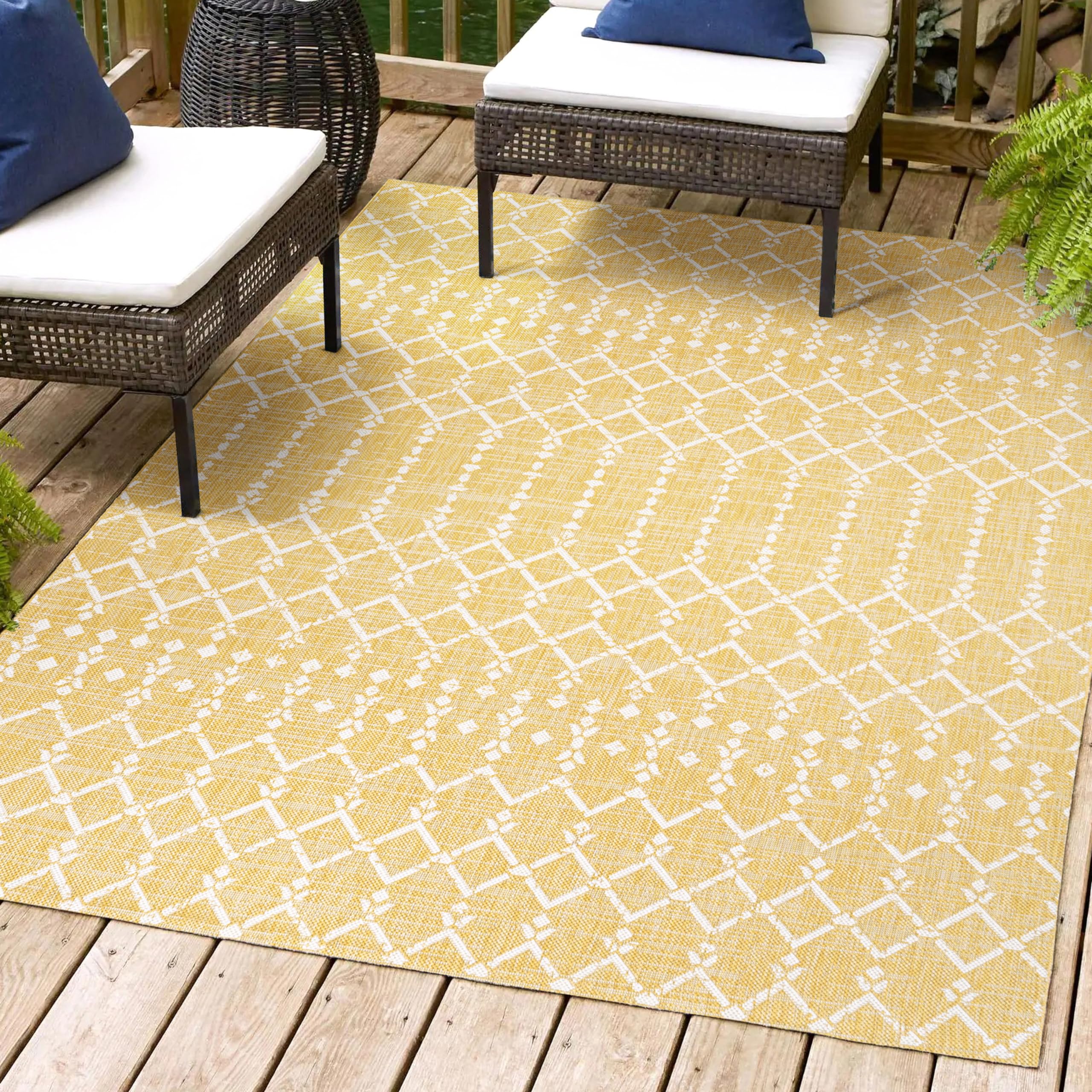 Jonathan Y Smb108G-9 Ourika Moroccan Geometric Textured Weave Indoor Outdoor Area-Rug, Bohemian Coastal Traditional Easy-Cleanin
