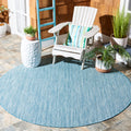 SAFAVIEH Courtyard Collection 7 Feet 10 Inches x 7 Feet 10 Inches Round Aqua/Grey CY8022 Indoor/ Outdoor Waterproof Easy Cleanin