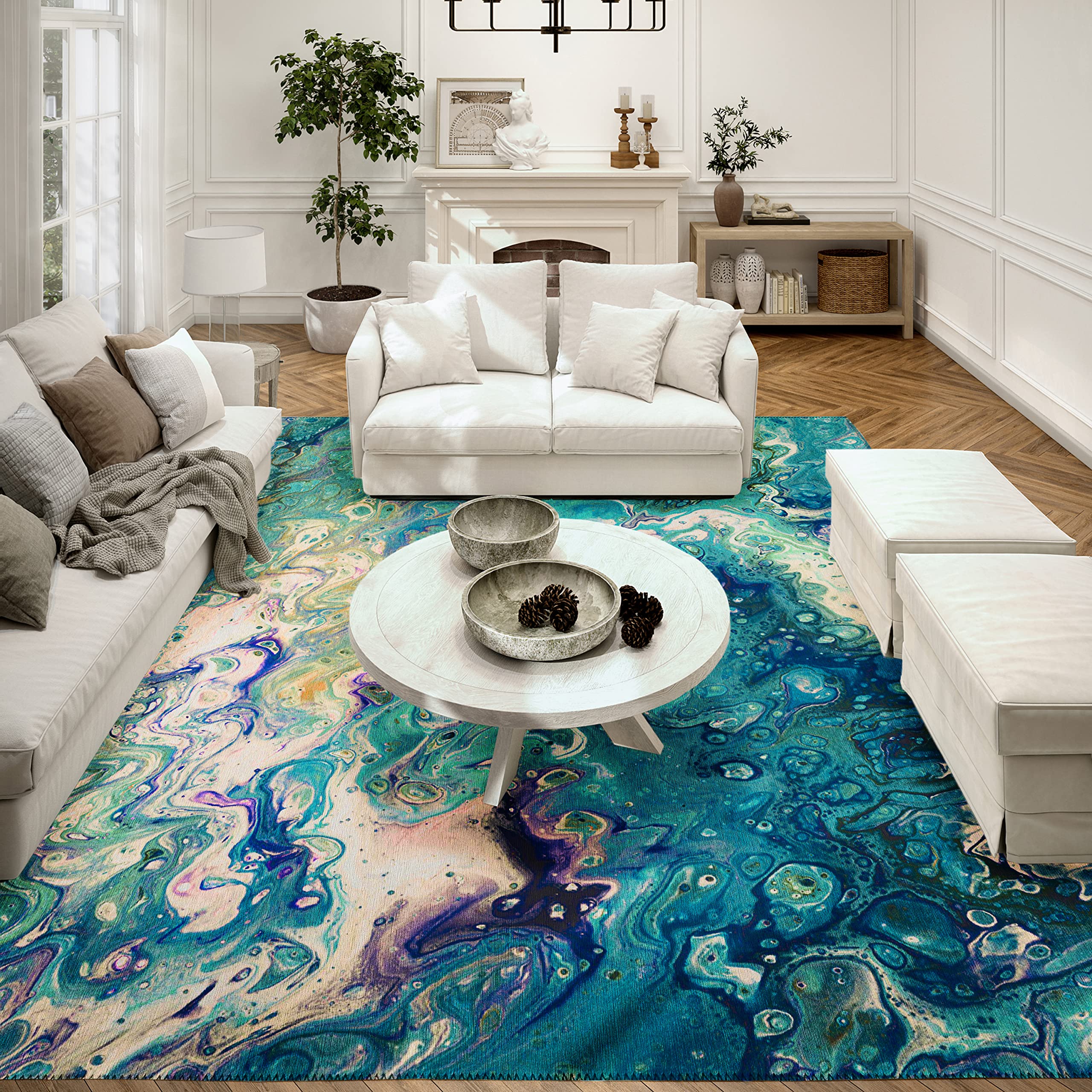Addison Rugs Karina Akc34 Seaglass 10' X 14' Indoor Outdoor Area Rug, Easy Clean, Machine Washable, Non Shedding, Bedroom, Entry, Living Room, Dining Room, Kitchen, Patio Rug