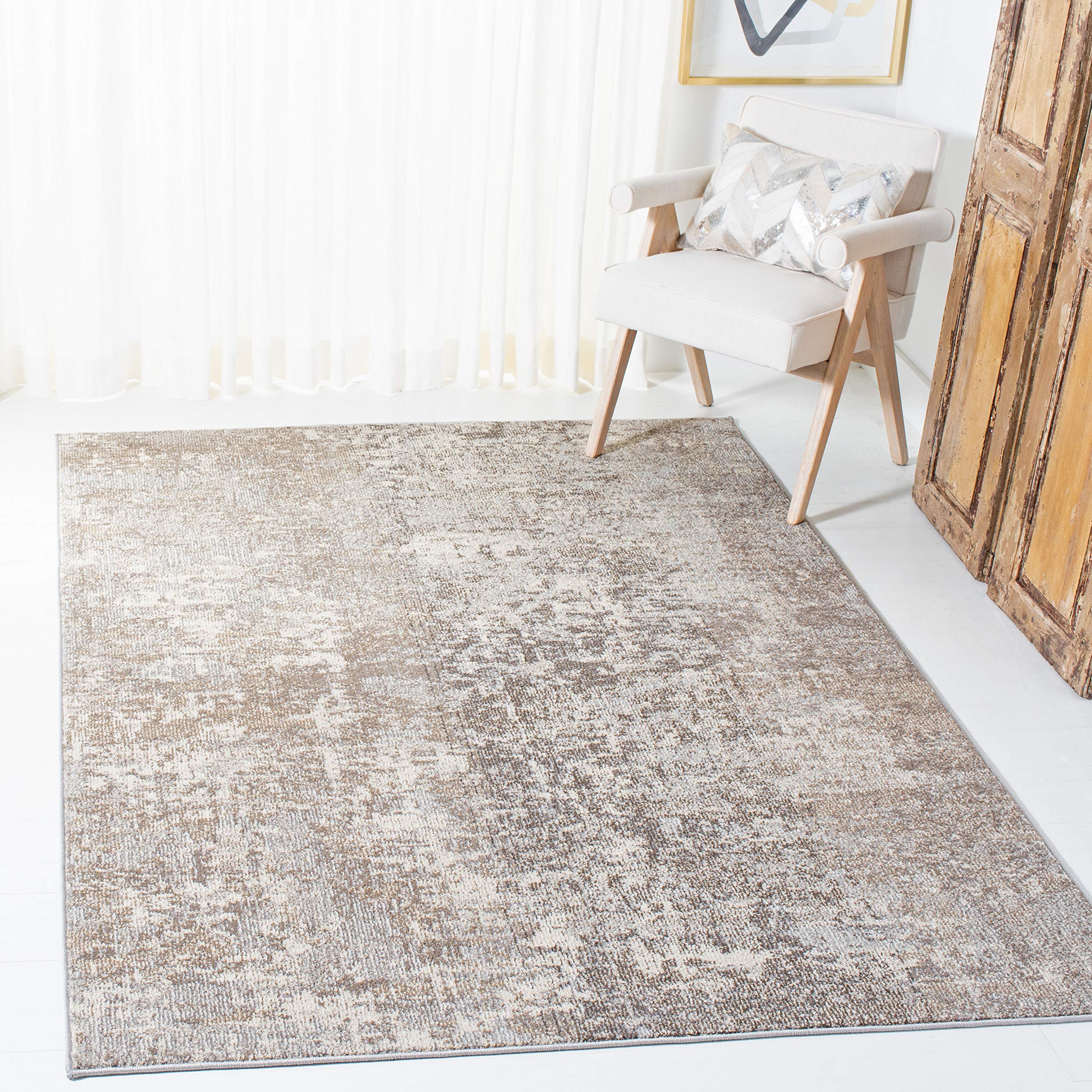 SAFAVIEH Madison Collection 9 x 12 GreyBeige MAD471G Modern Abstract Non-Shedding Living Room Bedroom Area Rug