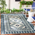 Safavieh Veranda Collection 2'7' X 5' Ivory/Blue Ver099 Boho Indoor/ Outdoor Non-Shedding Easy--Cleaning Patio Backyard Porch D