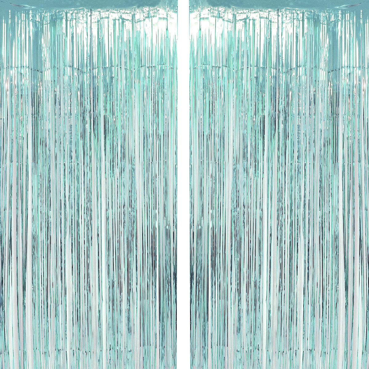 Blue Tinsel Foil Fringe Curtains Under The Sea Baby Shower Birthday Photo Backdrops Wedding Happy New Years Christmas Party Deco
