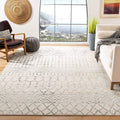 SAFAVIEH Tulum Collection Area Rug - 9 x 12, Ivory & Grey, Moroccan Boho Distressed Design, Non-Shedding & Easy Care, Ideal fo