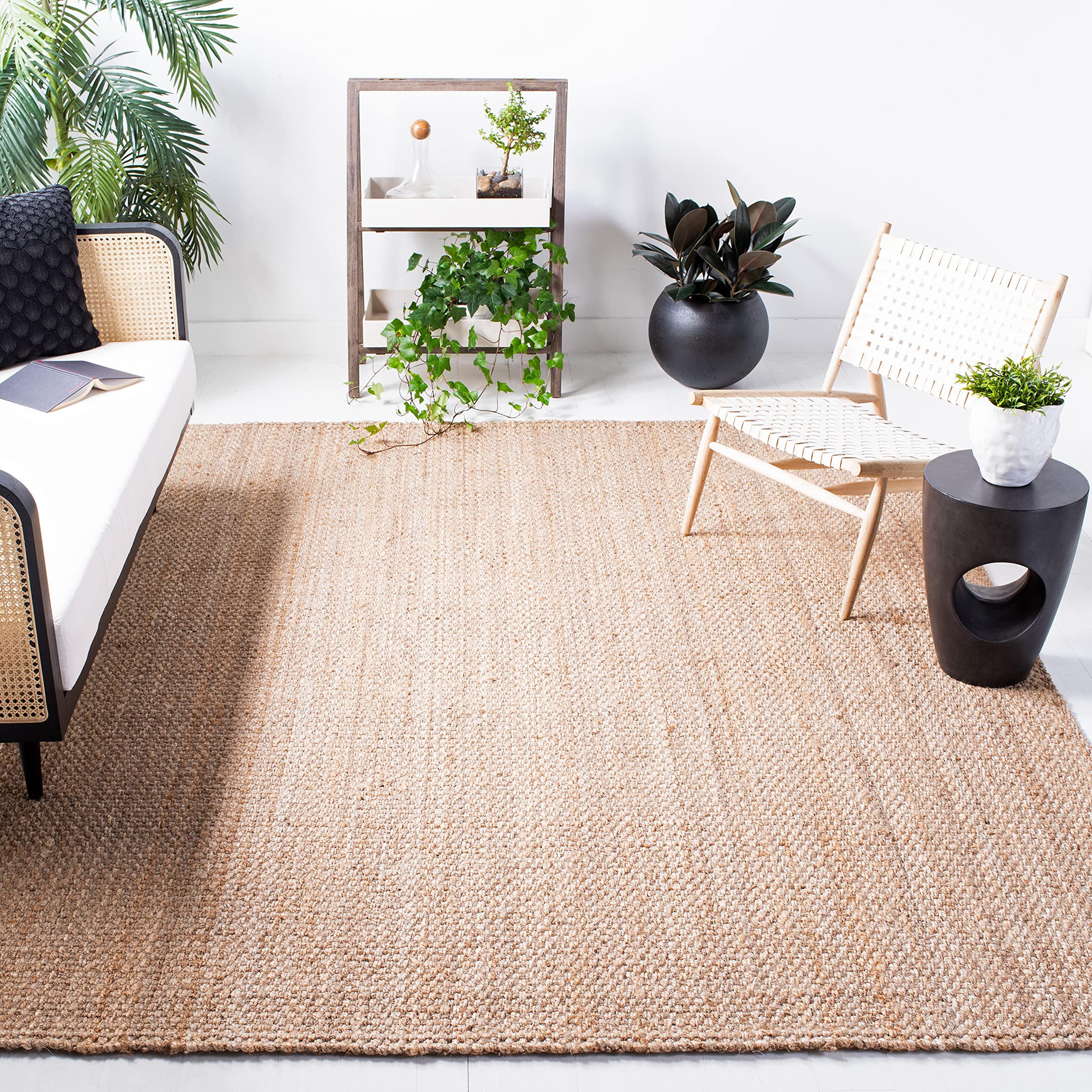 SAFAVIEH Natural Fiber Collection Area Rug - 9 x 12, Natural, Handmade Basketweave Jute, Ideal for High Traffic Areas in Livin