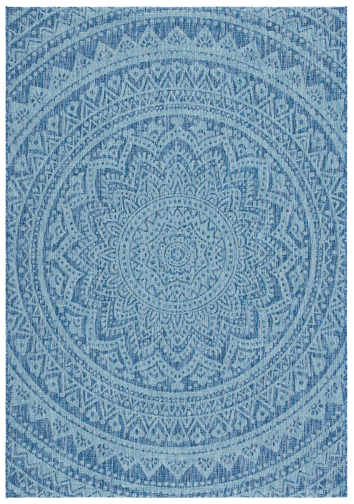 Safavieh Courtyard Collection 5'3' X 7'7' Navy / Aqua Cy8734 Indoor/ Outside Waterproof Easy Cleansingpatio Backyard Mudroom Area Mat