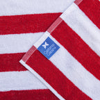 Arkwright California Chaise Lounge Cover - Case Of 12 - Striped Soft Cotton Cabana Towel With Pocket Holder For Beach Pool Outdoor Chair, 30 X 85 In., Red
