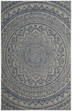 Safavieh Courtyard Collection 5'3' X 7'7' Light Grey/Blue Cy8734 Indoor/ Outdoor Waterproof Easy Cleaning Patio Backyard Mudroom Area Rug