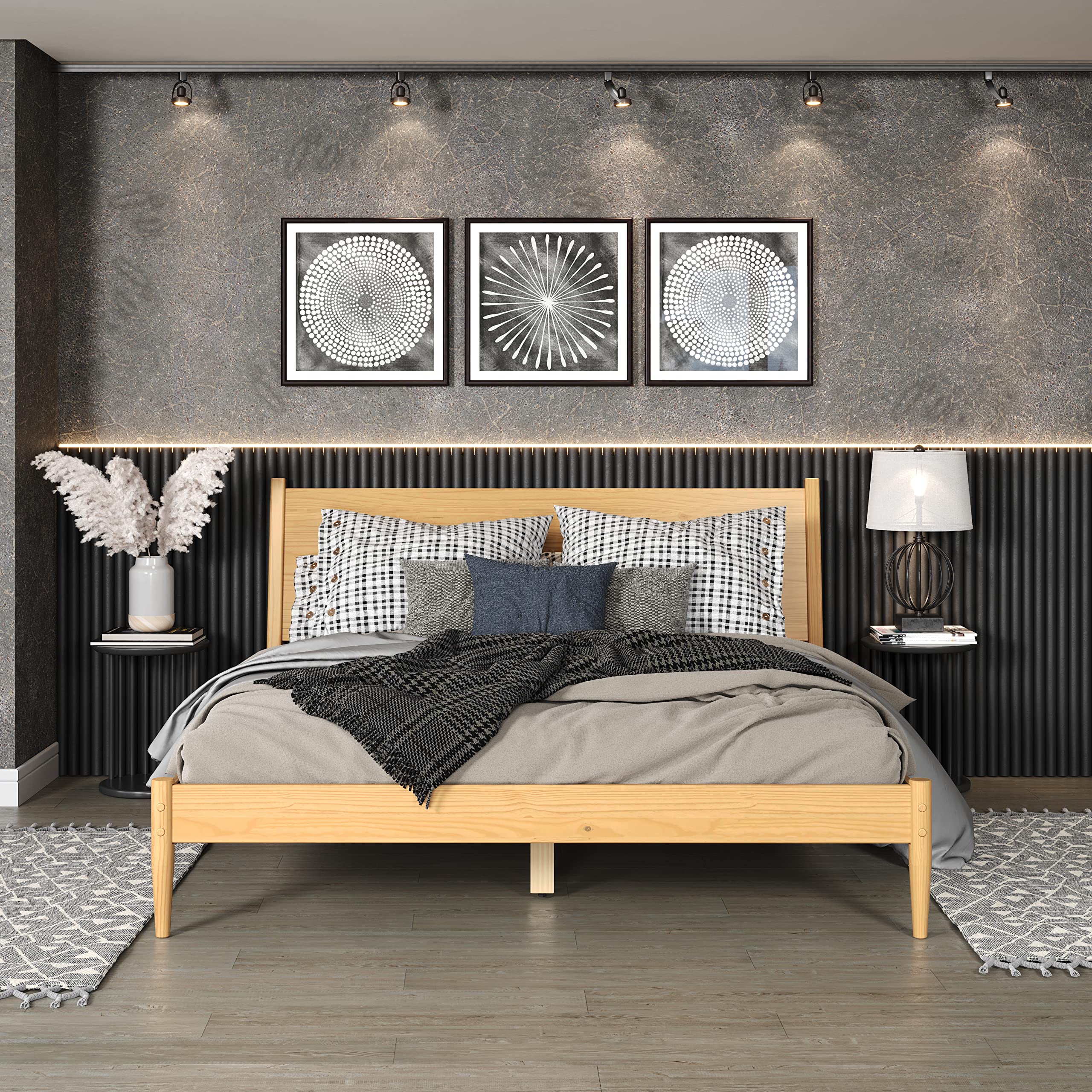 Camaflexi Mid-Century Panel Bed - King Size - Scandinavian Oak Finish