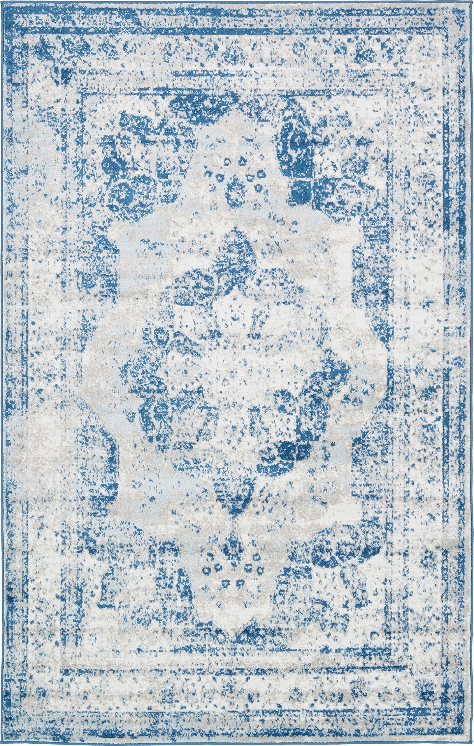 Unique Loom Sofia Collection Area Rug - Salle Garnier (5 1 x 8 Rectangle Blue/Ivory)