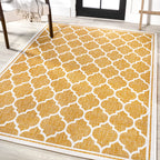 Jonathan Y Smb109F-9 Trebol Moroccan Trellis Textured Weave Indoor Outdoor Area Rug, Bohemian Coastal Contemporary Easy Cleaning,Bedroom,Kitchen,Backyard,Patio,Non Shedding, 9 X 12, Yellow/Cream