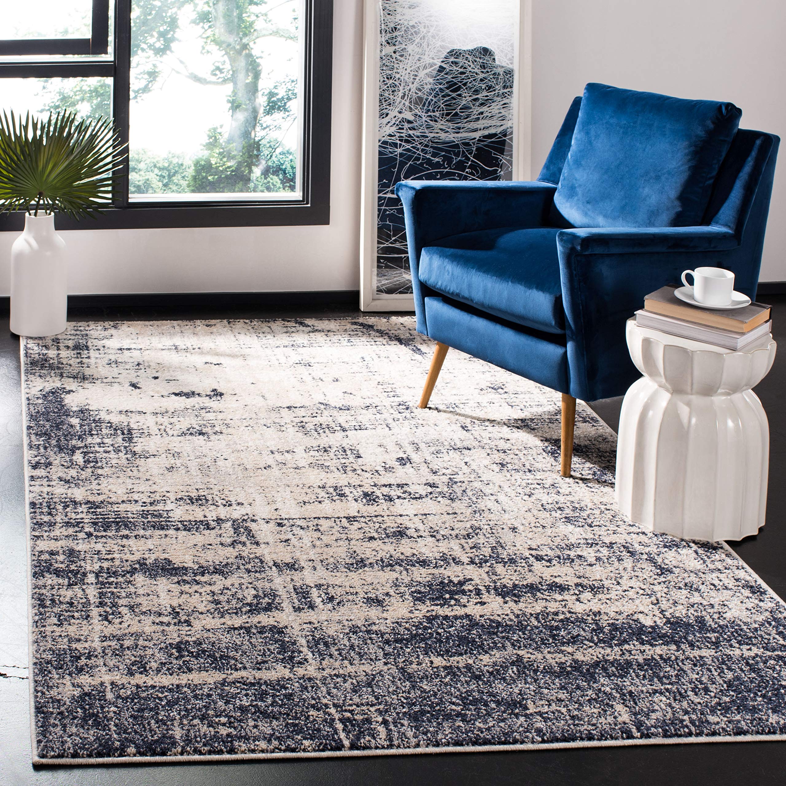 Safavieh Adirondack Collection Area Rug - 5'1'' X 7'6'', Gold & Navy, Modern Abstract Design, Non-Shedding & Easy Care, Ideal Fo