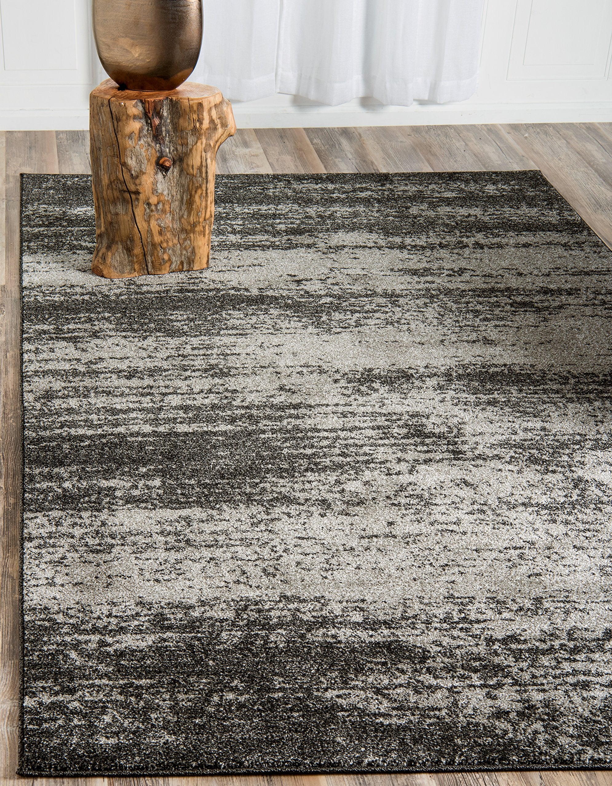 Unique Loom Del Mar Collection Area Rug - Lucille (7' 1'' X 10' Rectangle, Dark Gray/ Ivory)