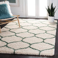 SAFAVIEH Hudson Shag Collection Area Rug - 8 x 10, Ivory & Green, Modern Ogee Trellis Design, Non-Shedding & Easy Care, 2-inch