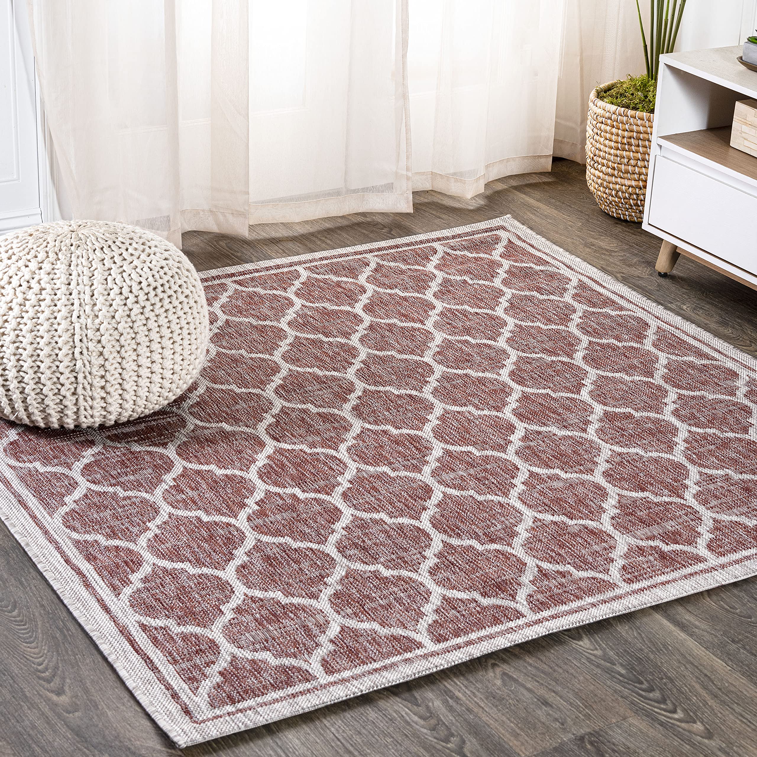 JONATHAN Y SMB109C-4SQ Trebol Moroccan Trellis Textured Weave Indoor/Outdoor Area Rug, Modern, Bohemian, Contemporary for Bedroo