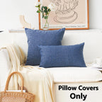 Home Brilliant Linen Euro Sham Large Throw Pillow Cover For Patio Floor, 26 X 26 Inch(66X66 Cm), Navy Blue