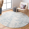 SAFAVIEH Tulum Collection 8 Round Ivory/Turquoise TUL272E Moroccan Boho Tribal Non-Shedding Area Rug