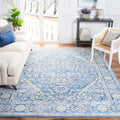 SAFAVIEH Brentwood Collection 67 Square Ivory / Navy BNT832A Medallion Distressed Non-Shedding Living Room Bedroom Area Rug