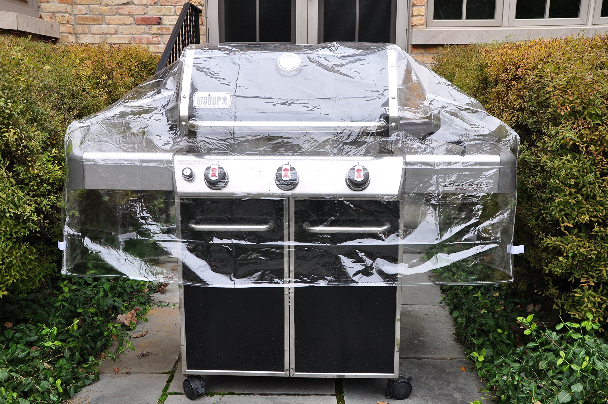Laminet Crystal Clear Heavy-Duty Waterproof Plastic Outdoor Furniture Cover - 60 Inches Gas Grill Cover - 3 Season Protection -