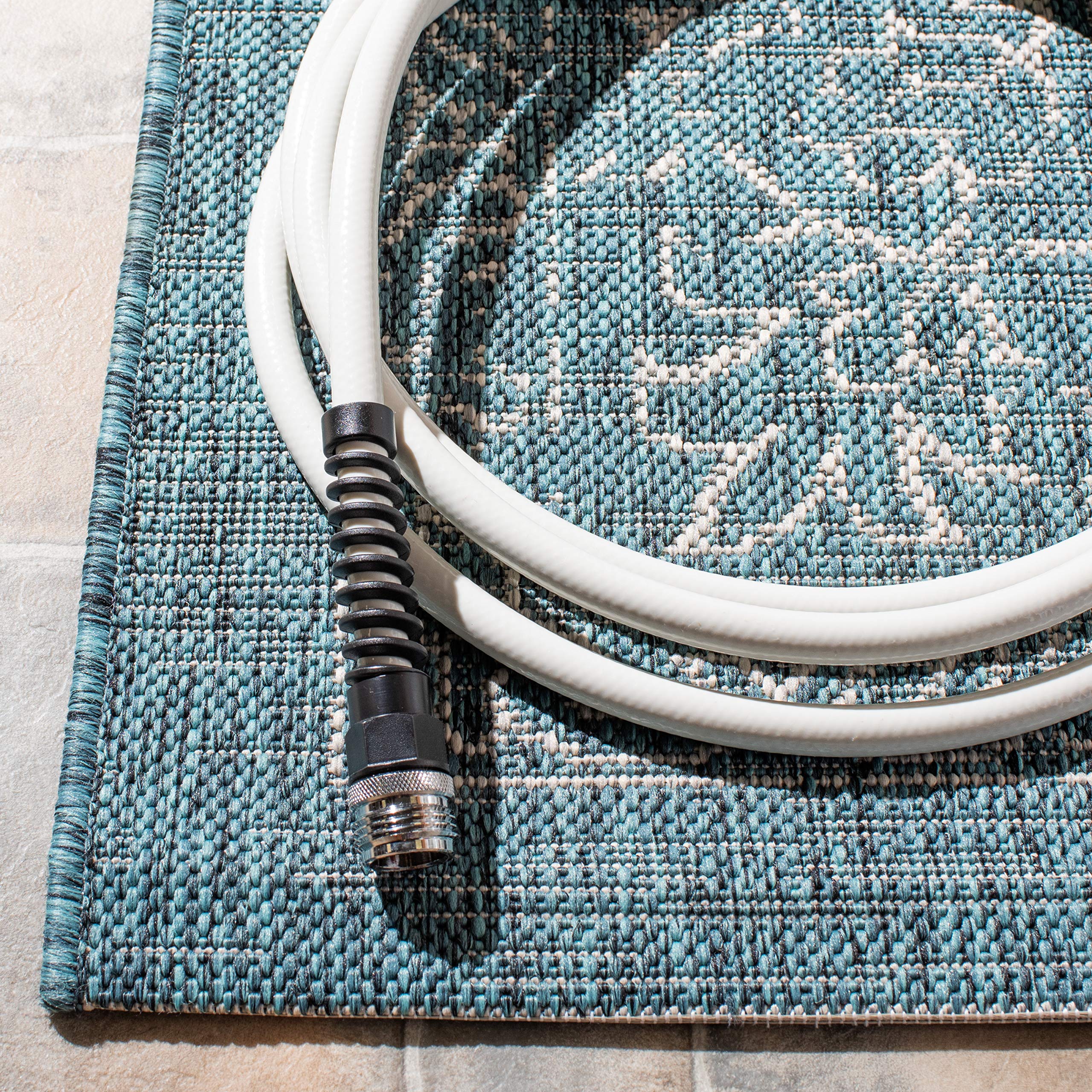 Safavieh Courtyard Collection 8' X 11' Turquoise Cy8680 Indoor/ Outdoor Waterproof Easy-Cleaning Patio Backyard Mudroom Area-Rug