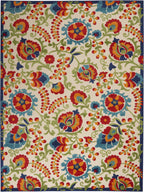 Nourison Aloha Indoor/Outdoor Multicolor 7' X 10' Area-Rug, Easy-Cleaning, Non Shedding, Bed Room, Living Room, Dining Room, Deck, Backyard, Patio (7X10)