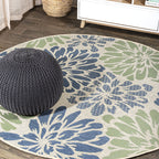 Jonathan Y Smb110B-5R Zinnia Modern Floral Textured Weave Indoor Outdoor Area Rug Bohemian Coastal Easy Cleaning Bedroom Kitchen