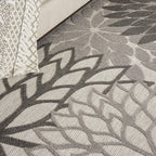 Nourison Aloha Indoor/Outdoor Floral Silver Grey 7'10' X 10'6' Area Rug, (8' X 11')