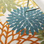 Nourison Aloha Indoor/Outdoor Floral Turquoise Multicolor 3'6' X 5'6' Area Rug, (4' X 6')