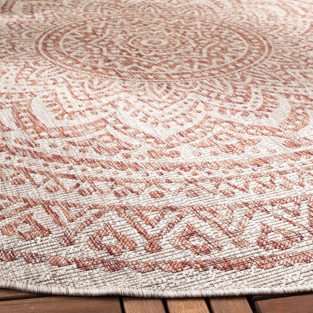 Safavieh Courtyard Collection 7'10' Round Light Grey/Black Cy8734 Indoor/ Outdoor Waterproof Easy Cleaning Patio Backyard Mudroom Area Rug