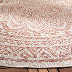 Safavieh Courtyard Collection 7'10' Round Light Grey/Black Cy8734 Indoor/ Outdoor Waterproof Easy Cleaning Patio Backyard Mudroom Area Rug