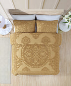 Beatrice Home Fashions Medallion Chenille Bedspread, Full, Gold