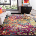 SAFAVIEH Madison Collection 5 Square Fuchsia / Gold MAD425D Boho Abstract Distressed Non-Shedding Living Room Bedroom Area Rug