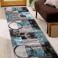 Rugshop Contemporary Abstract Circle Design Soft Runner Rug 2' x 7'2'' Gray