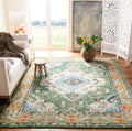 SAFAVIEH Monaco Collection X-Large Area Rug - 12 x 18, Forest Green & Light Blue, Medallion Distressed, Non-Shedding & Easy Ca