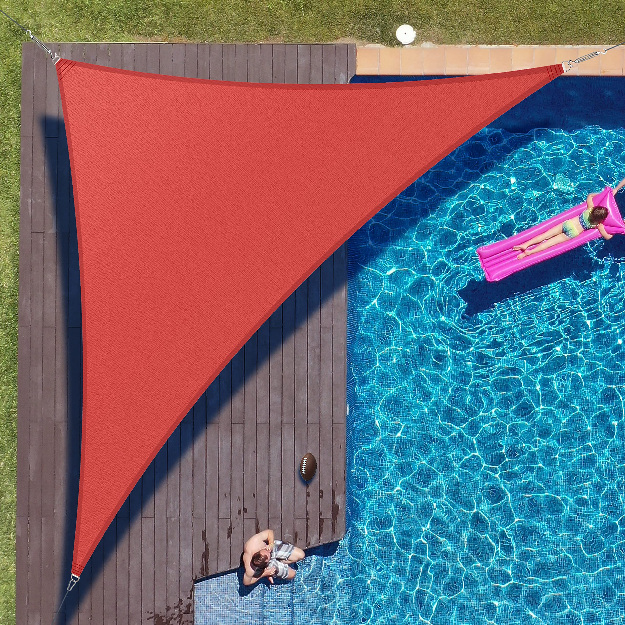 Colourtree 16' X 16' X 22.6' Red Right Triangle Ctaprt20 Sun Shade Sail Canopy Mesh Fabric Uv Block Upf50 - Commercial Heavy Dut