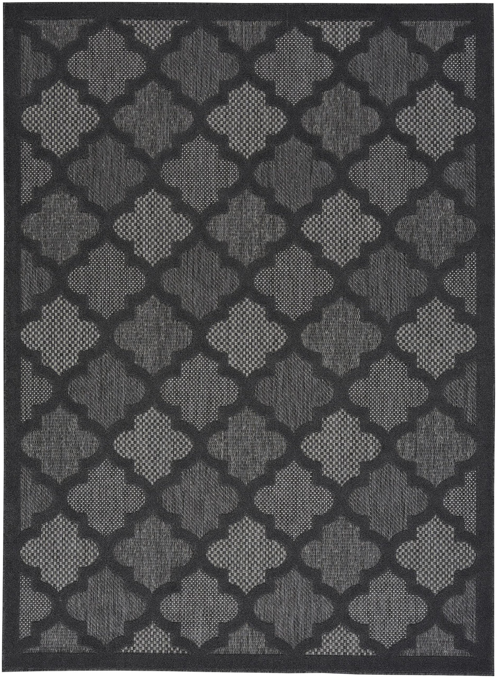 Nourison Easy Care Moroccan Charcoal/Black 6' X 9' Area Rug, Trellis, Easy Cleaning, Non Shedding, Bed Room, Living Room, Dining Room, Backyard, Deck, Patio (6X9)