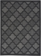 Nourison Easy Care Moroccan Charcoal/Black 6' X 9' Area Rug, Trellis, Easy Cleaning, Non Shedding, Bed Room, Living Room, Dining Room, Backyard, Deck, Patio (6X9)
