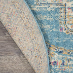 Nourison Passion Light Blue 4' X Round Area Rug, Boho, Traditional, Easy Cleaning, Non Shedding, Bed Room, Living Room, Hallway, (4' Round)