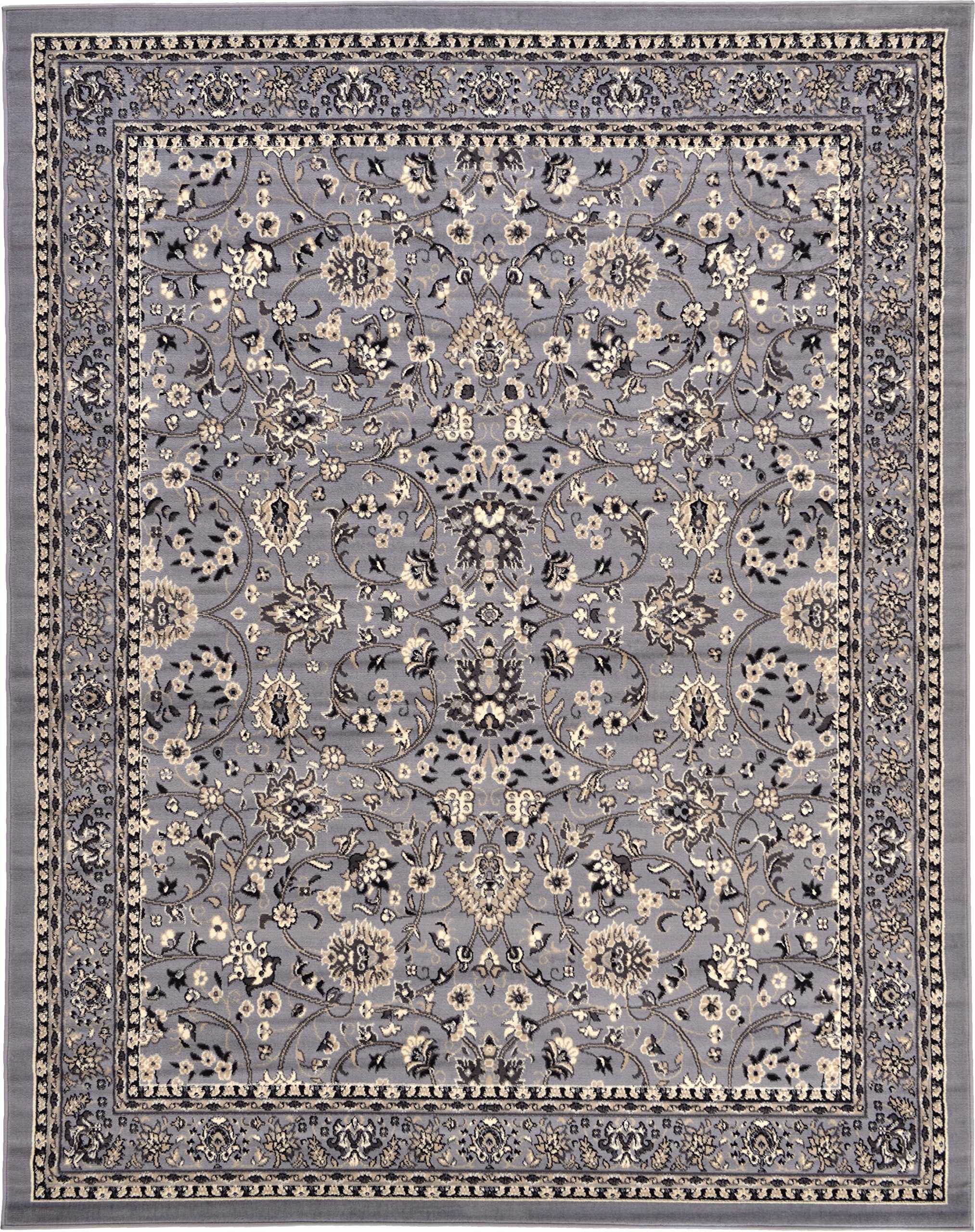 Unique Loom Sialk Hill Collection Area Rug - Washington (8 x 10 Rectangle Gray/Black)