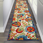 Nourison Aloha Indoor/Outdoor Multicolor 2'3' X 10' Area Rug, Easy Cleaning, Non Shedding, Bed Room, Living Room, Dining Room, Backyard, Deck, Patio (2X10)