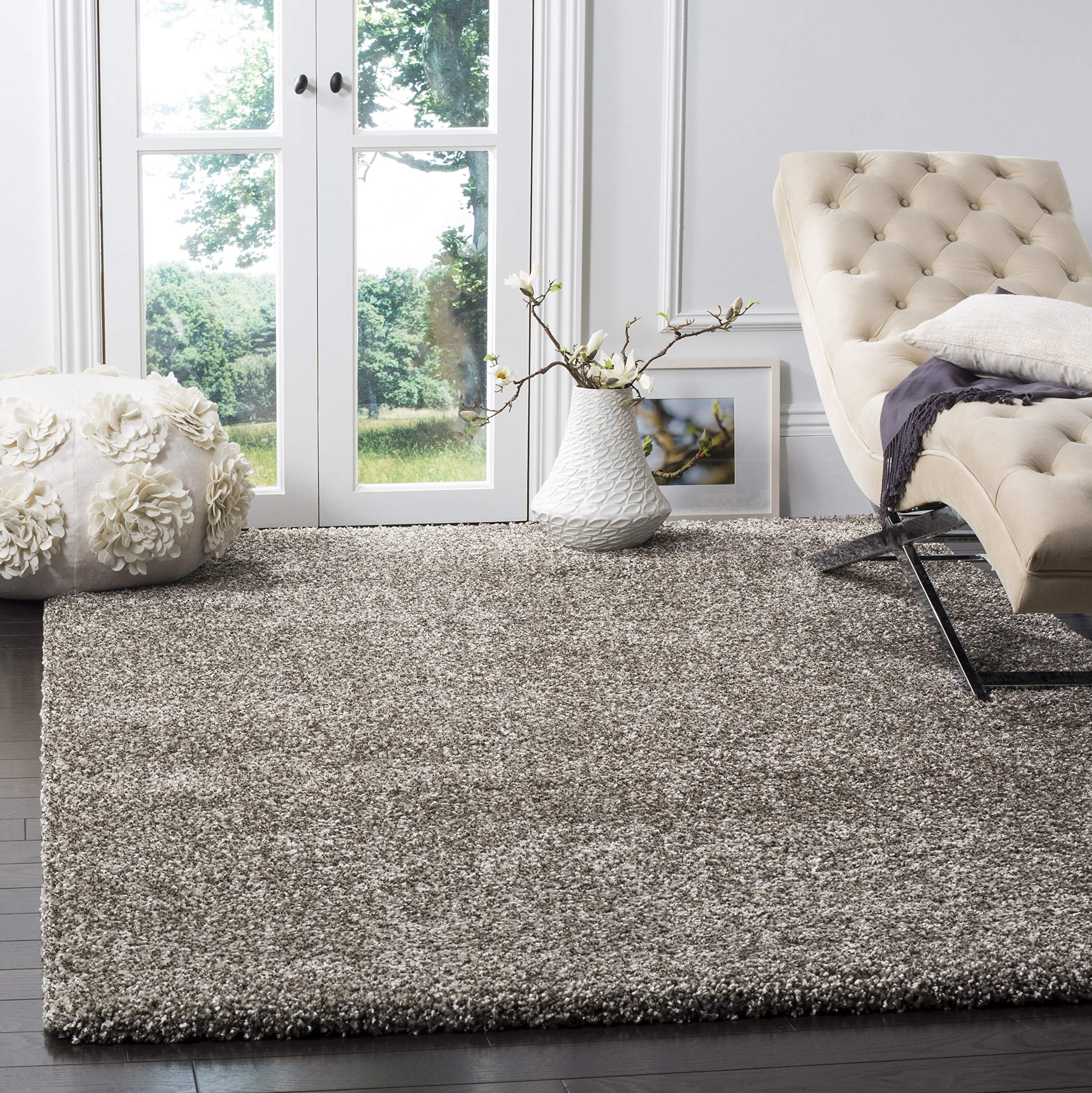 SAFAVIEH Milan Shag Collection Area Rug - 11' Square, Grey, Solid Design, Non-Shedding & Easy Care, 2-inch Thick Ideal for High 