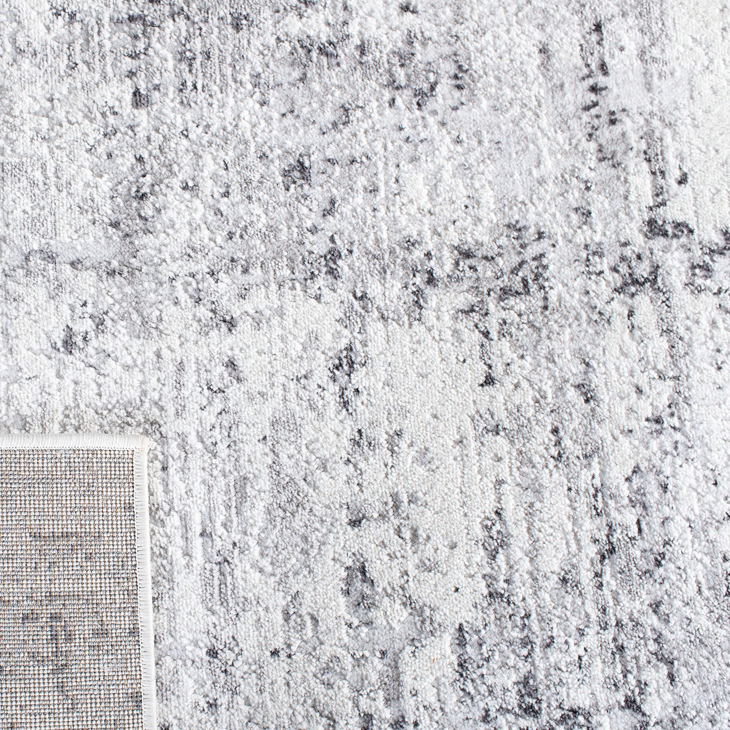 Safavieh Amelia Collection Area Rug - 10' Round, Ivory & Grey, Modern Abstract Design, Non-Shedding & Easy Care, Ideal For High