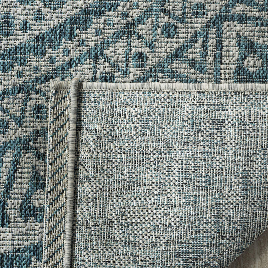 Safavieh Courtyard Collection 9' X 12' Light Grey / Teal Cy8734 Indoor/ Outdoor Waterproof Easy Cleaning Patio Backyard Mudroom Area Rug