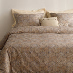 Heimenaogo Egyptian Cotton Duvet Cover Queen Size Sateen Weave, Silky Soft Boho Duvet Cover Zipper Closure, Long Staple Cotton B